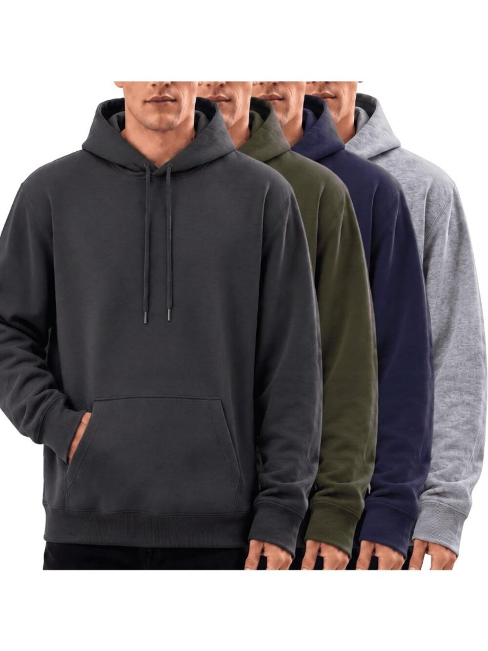 Cozy 4-Pack Men's Fleece Pullover Hoodies | Warm Sweatshirts for Casual Wear
